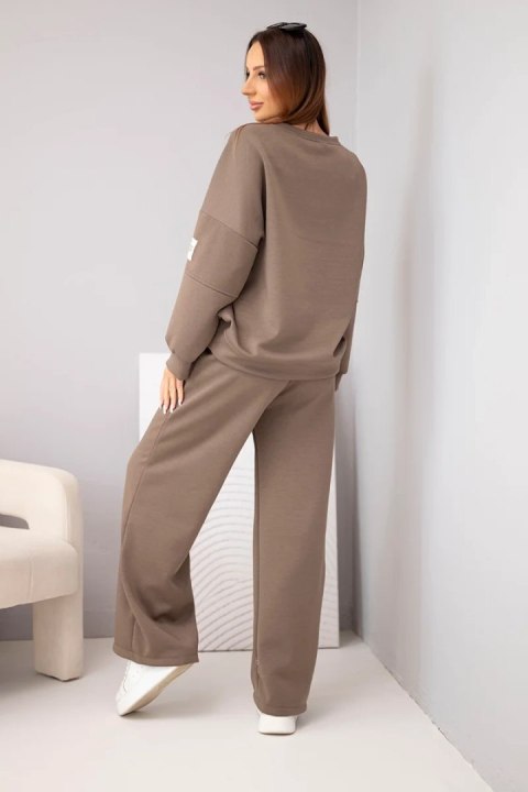 Komplet damski masełko bluza + spodnie mocca