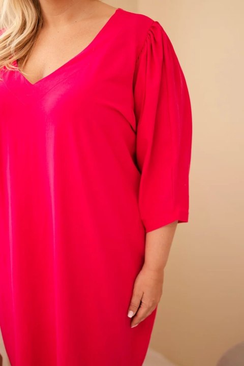 Sukienka damska Plus Size z kieszeniami fuksja