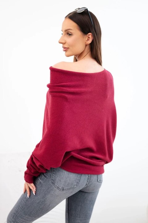 Sweter damski wiskozowy asymetryczny typu nietoperz bordowy