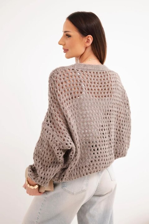 Sweter damski ażurowy oversize zapinany na guziki fango